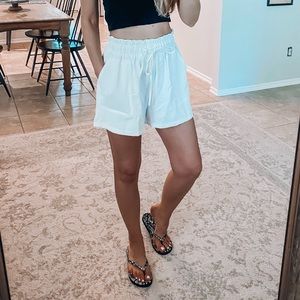 BRAND NEW High Waisted White Paper Bag Shorts